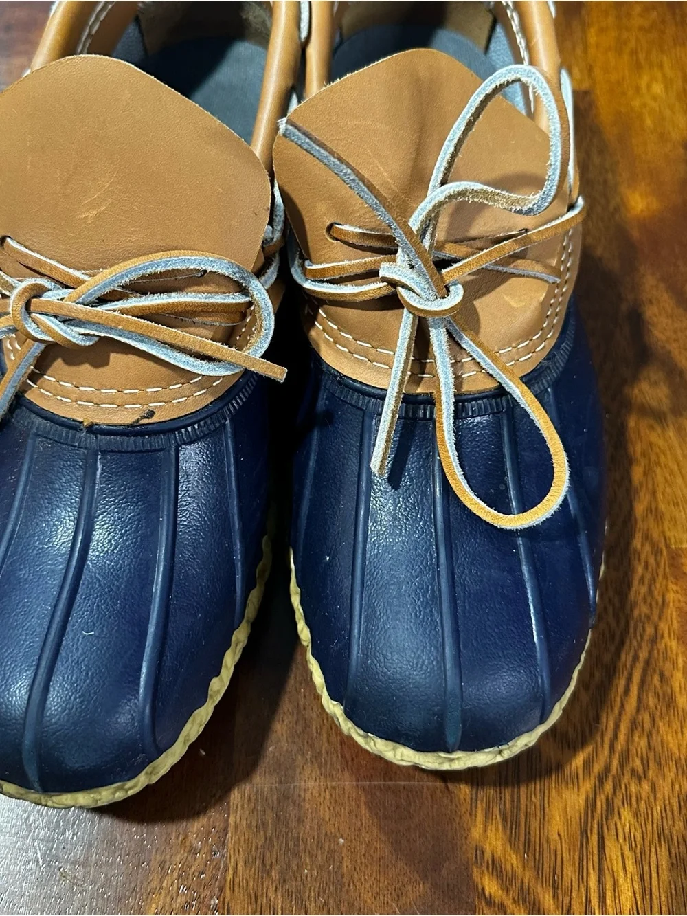 L.L. Bean Women’s size 8M rubber Moc Bean Boots Navy Tan Duck Shoes USA